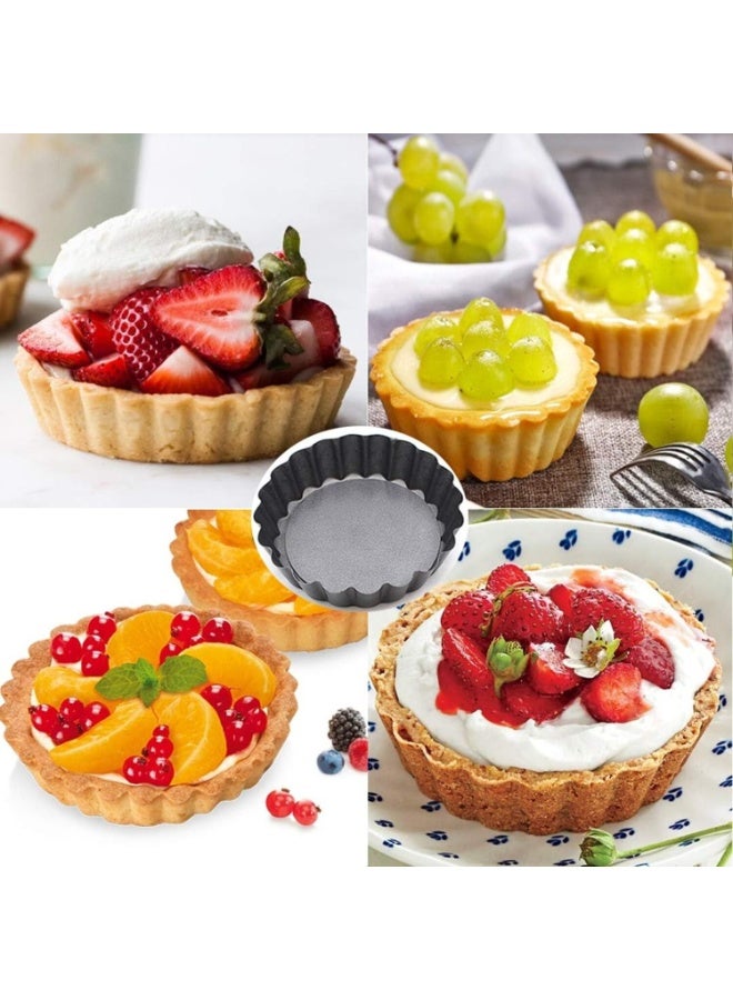 FAYET 6-Pack Tart Pans with Removable Bottom, Nonstick Quiche, Cheesecake, and Pie Baking Pans, Fluted Design for Easy Release and Cleaning（4-Inch） - Image 4